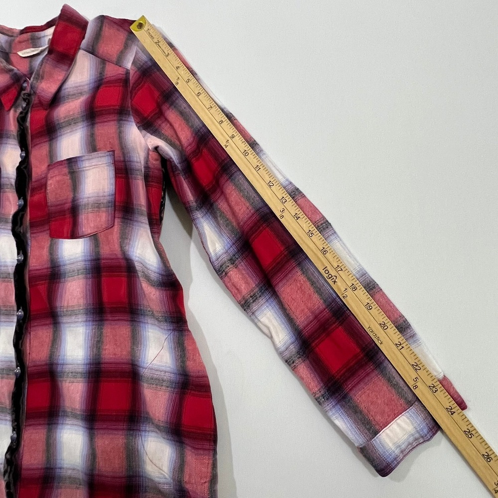 Soft Surroundings Flannel Tapestry Floral Back Tunic Shirt XL Boho Mixed Media - Picture 6 of 13